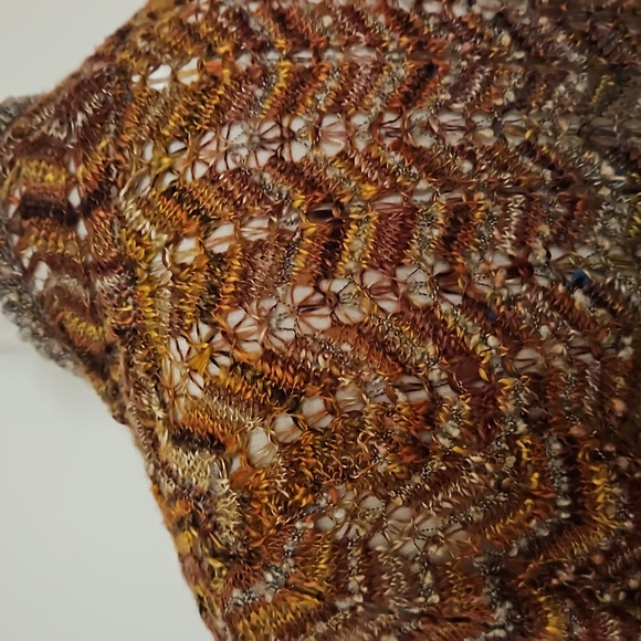 dressbarn Multicolor brown tan rust open knit horse bit closure Petite Small EUC - Picture 8 of 8